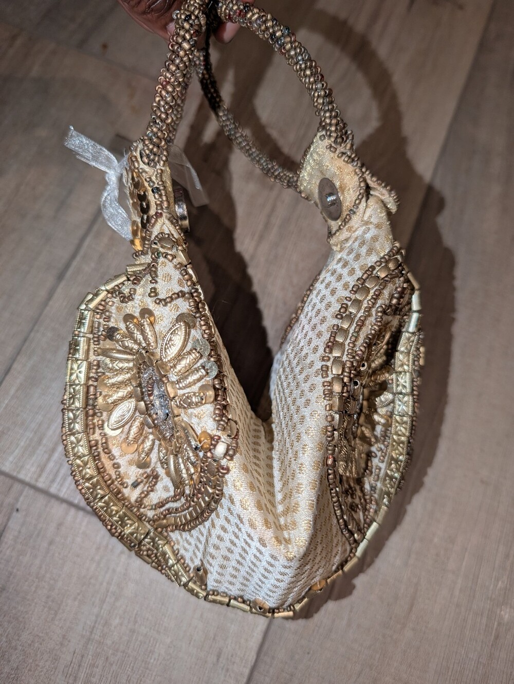 Embellished Gold Beaded Women’s Evening Bag